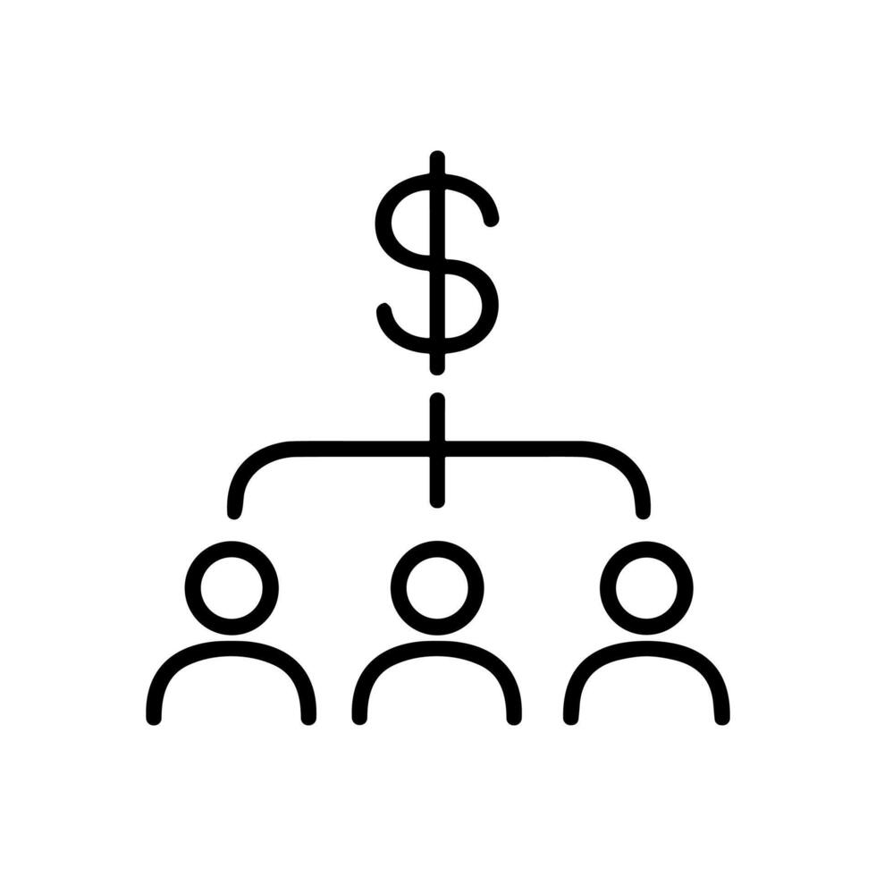 Money flows to a group of people. Icon symbol illustration vector
