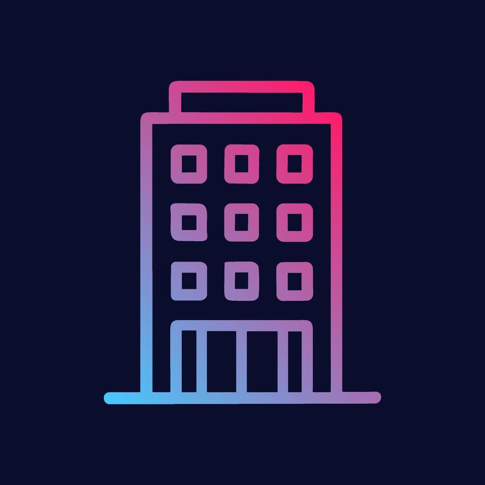 Multistory building with gradient outline. Icon symbol illustration vector