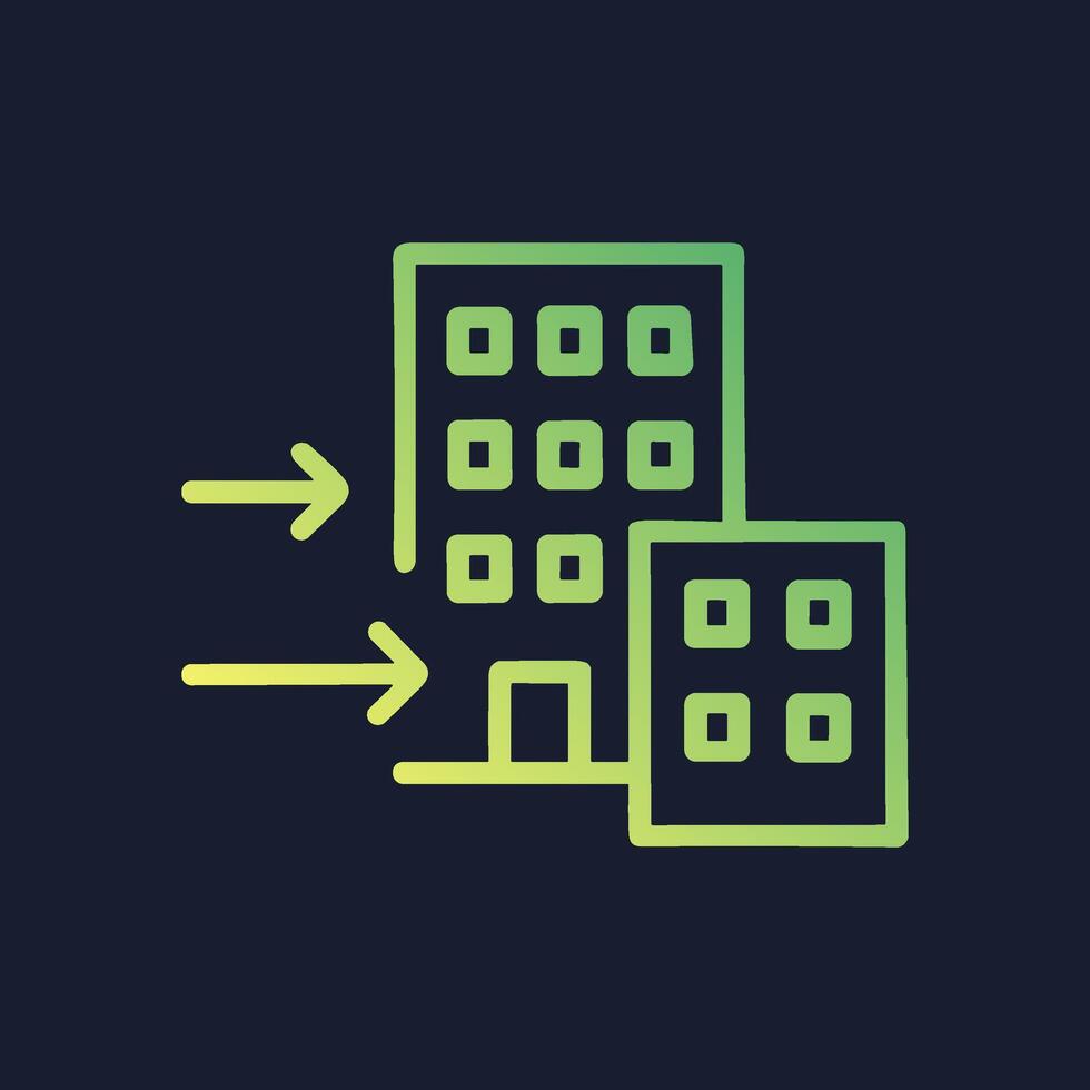 Office buildings with inward arrows illustration. Icon symbol illustration vector