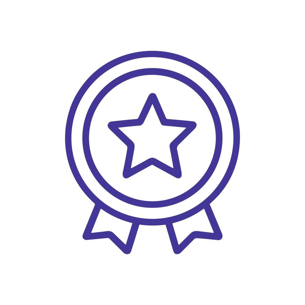 Outlined award badge featuring a star. Icon symbol illustration vector