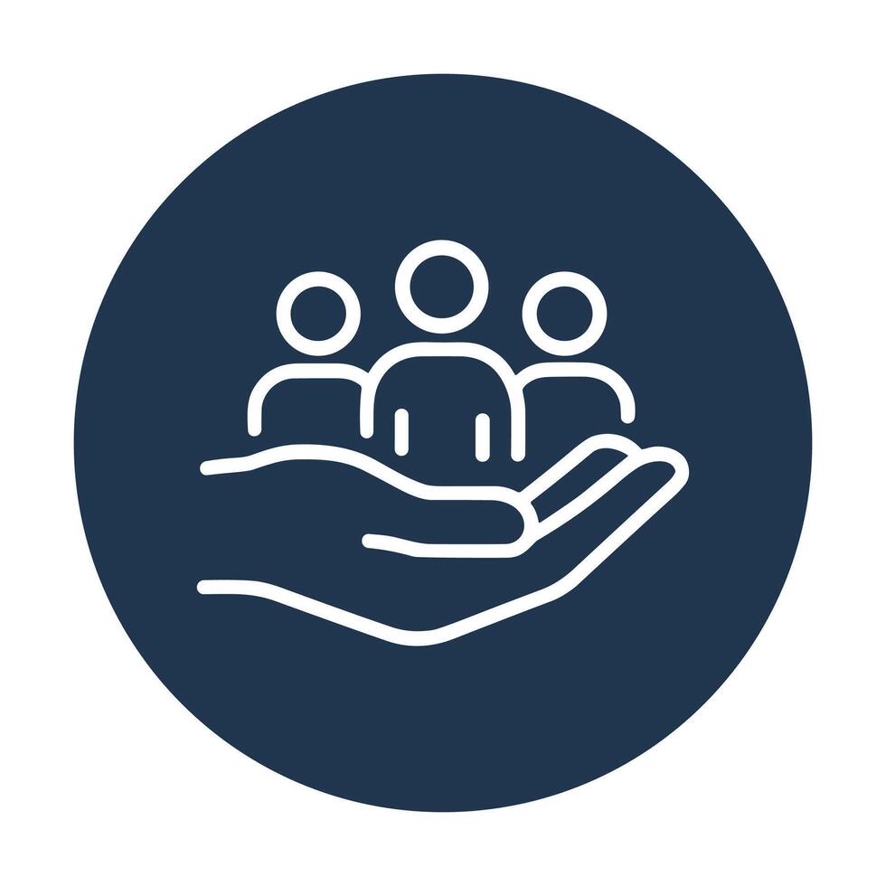 People Protected in Caring Hands. Icon symbol illustration vector
