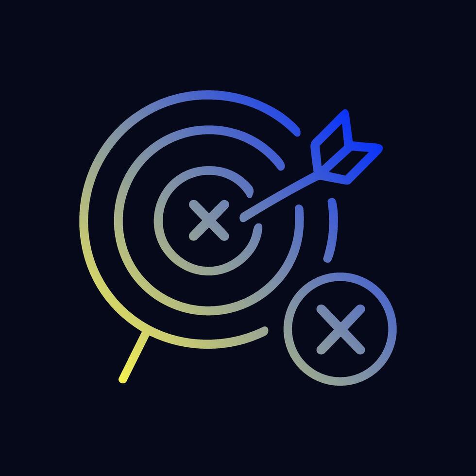 Offtarget game arrow bullseye missed mark. Icon symbol illustration vector