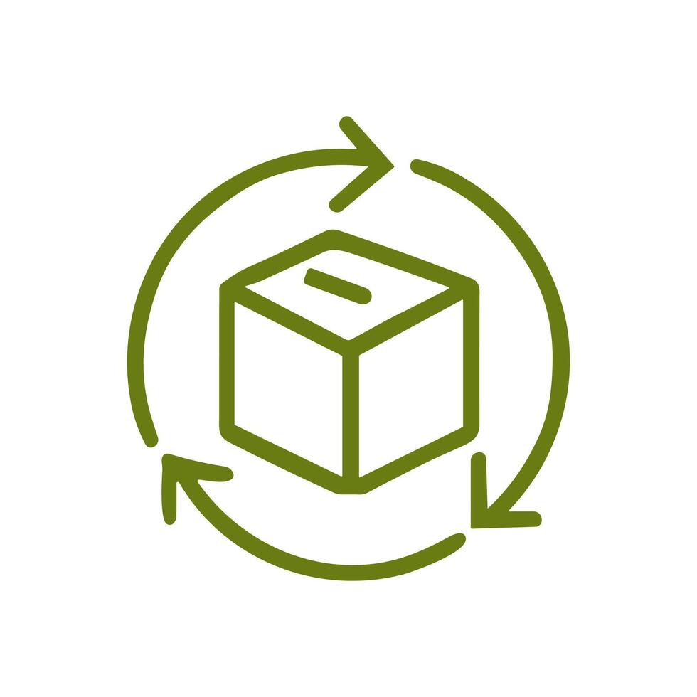 Reusable donation box with rotating arrows. Icon symbol illustration vector