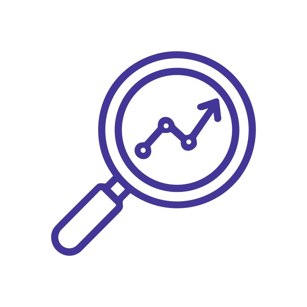 Rising trend magnified scrutinized zoomed. Icon symbol illustration vector