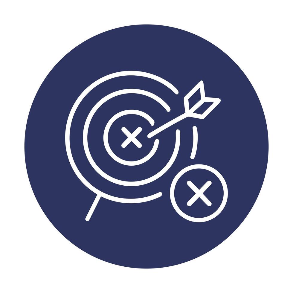 Target misses mark success failure. Icon symbol illustration vector