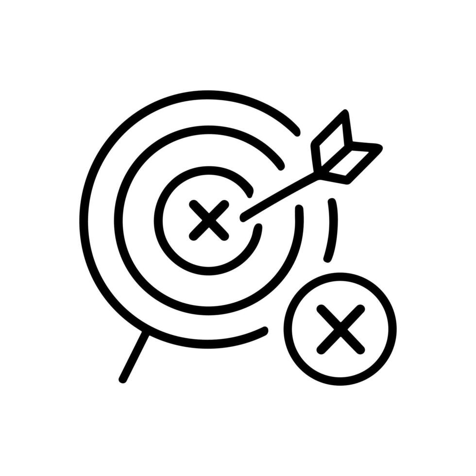Target miss with an arrow. Icon symbol illustration vector