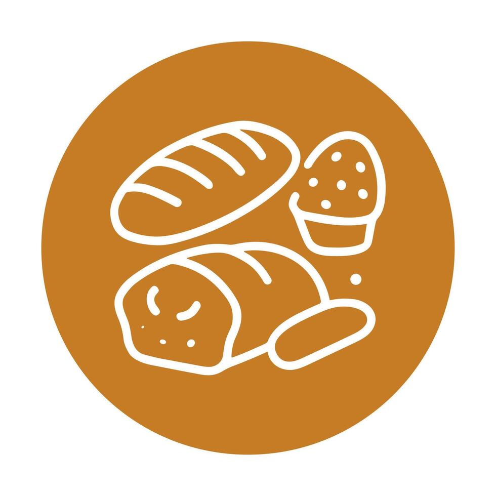 Bakery bounty in a circular frame. Icon symbol illustration vector