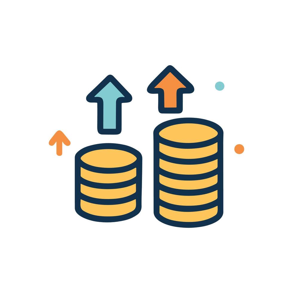 Rising prosperity Coin stacks increase. Icon symbol illustration vector