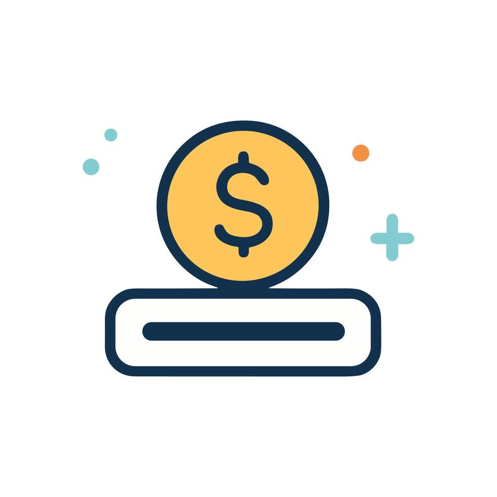 Money going into the ATM. Icon symbol illustration vector