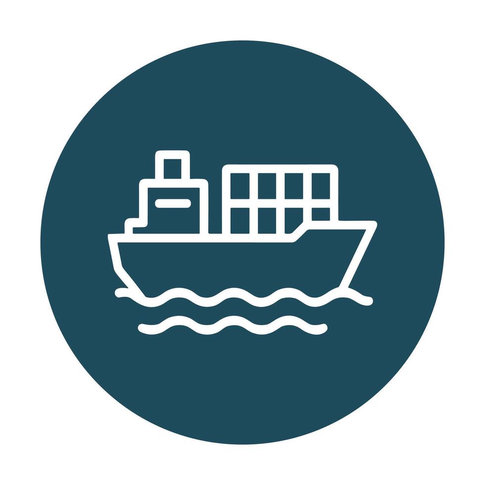 Container ship at sea icon. Icon symbol illustration vector