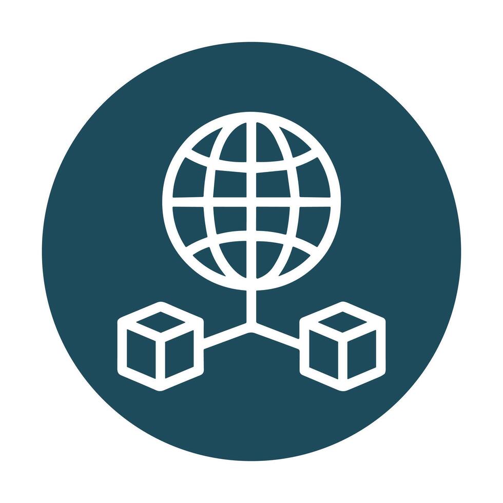 Connected Globe Network and Data. Icon symbol illustration vector