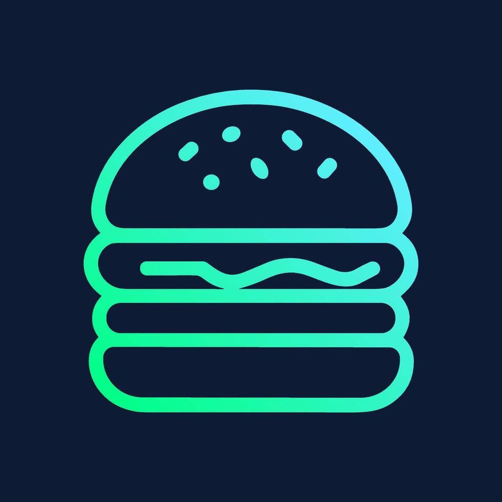 Gradient outlined hamburger on dark ground. Icon symbol illustration vector