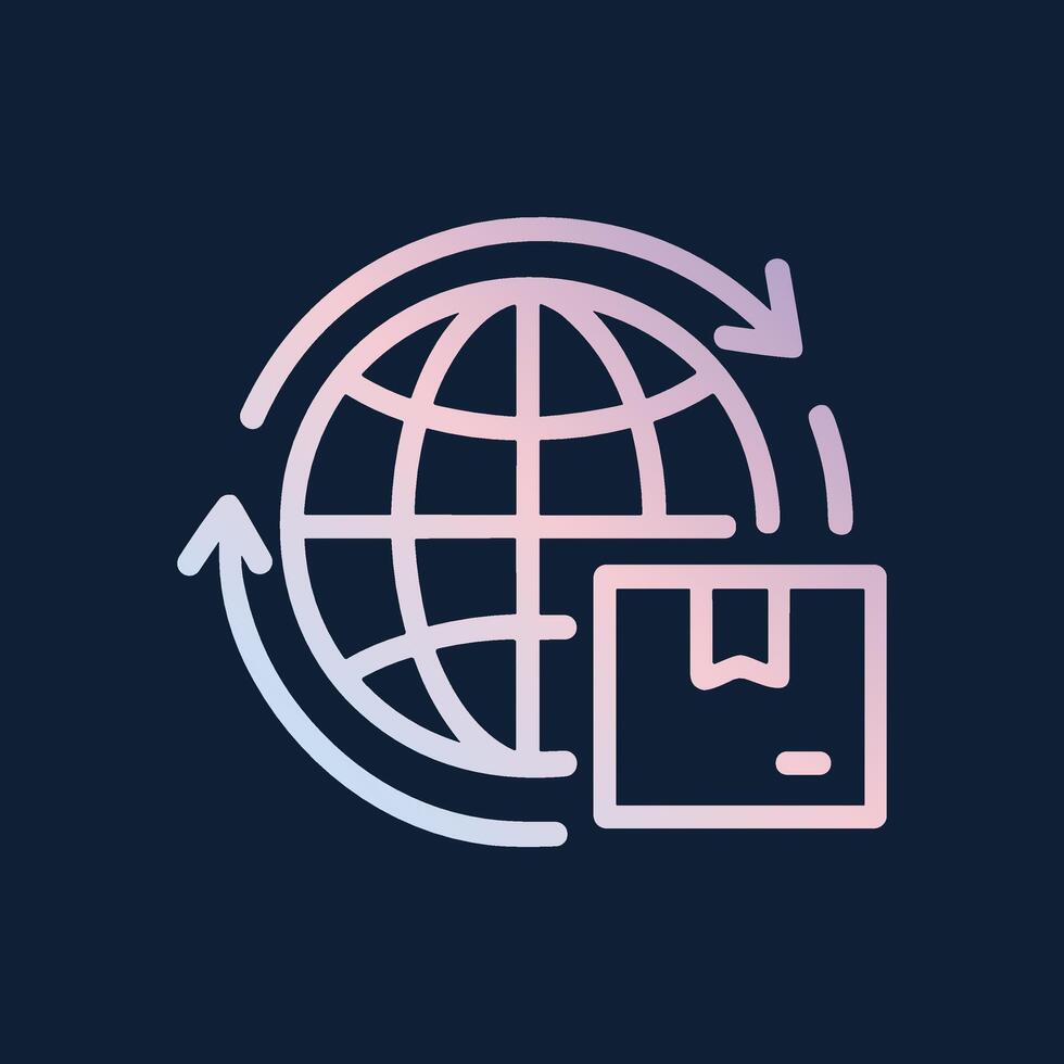 Global commerce illustration with a package. Icon symbol illustration vector