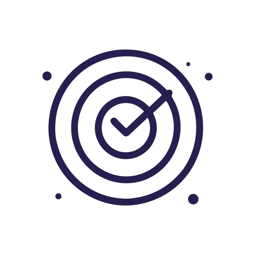 Bullseye Target Symbol with Confirmation Icon. Icon symbol illustration vector