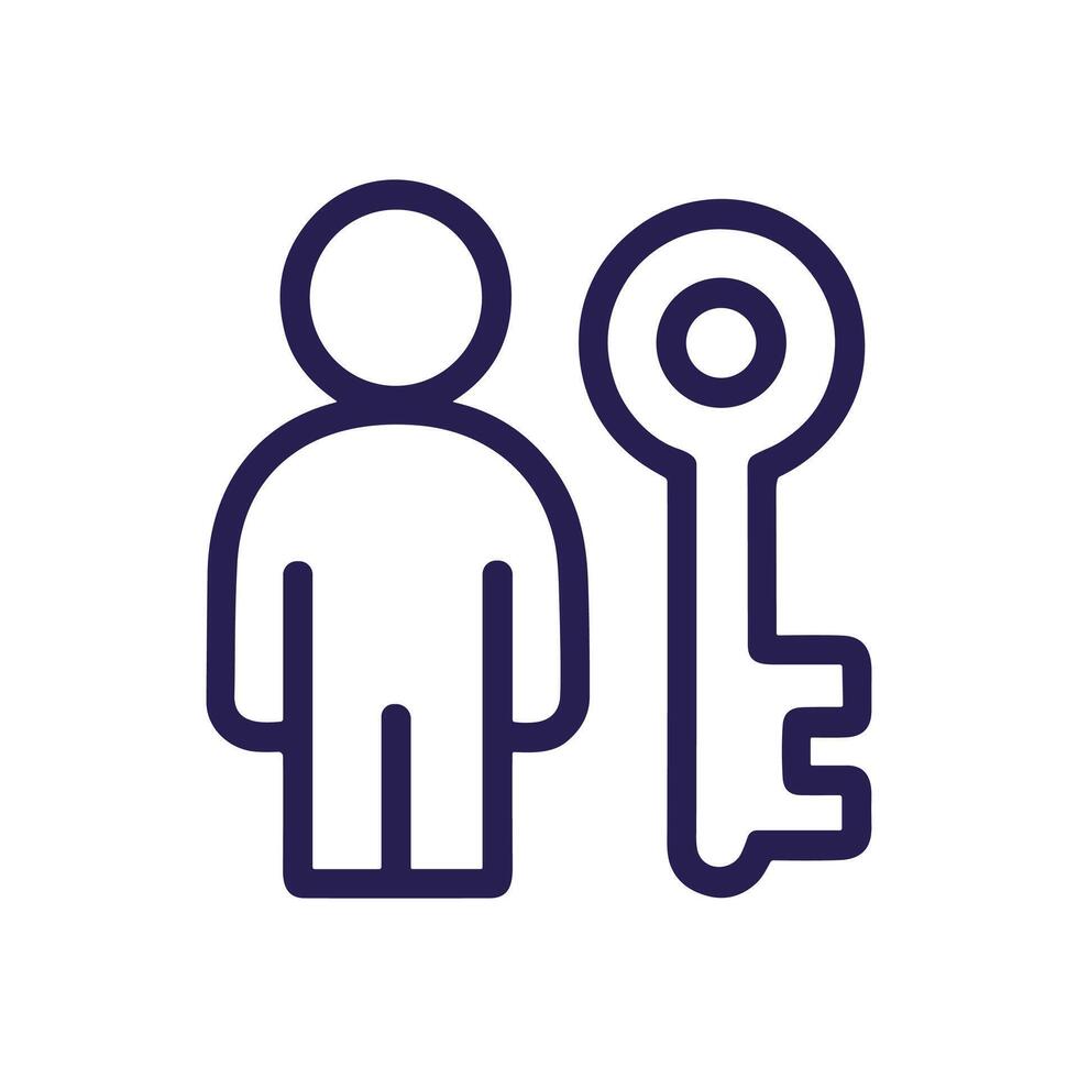 Person with Key Access Granted. Icon symbol illustration vector