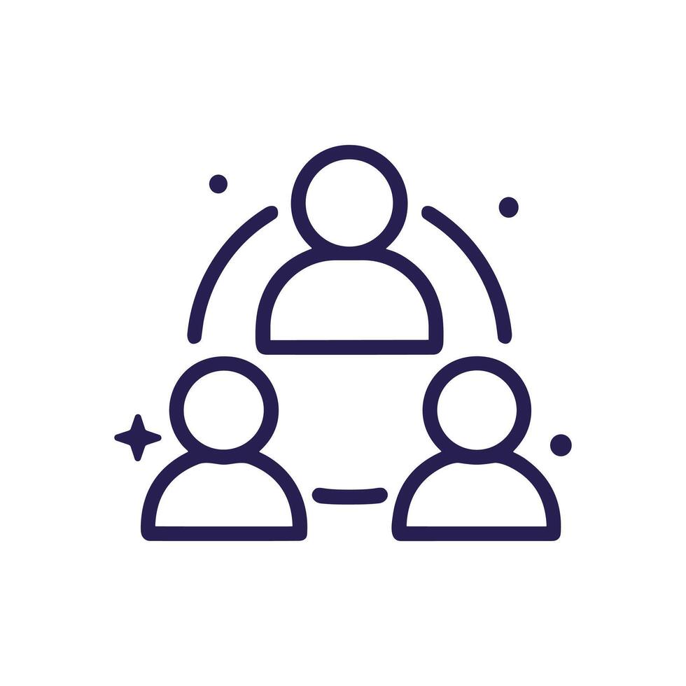 Interconnected team members collaboration outline. Icon symbol illustration vector