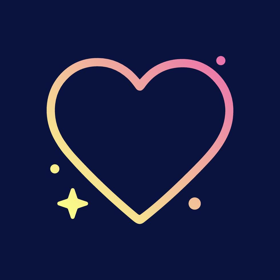Glowing Heart with Sparkles on Blue. Icon symbol illustration vector