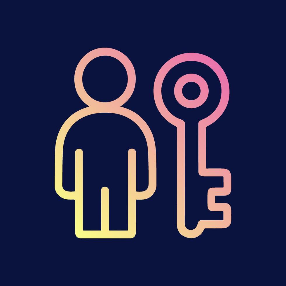 Access with person and key. Icon symbol illustration vector