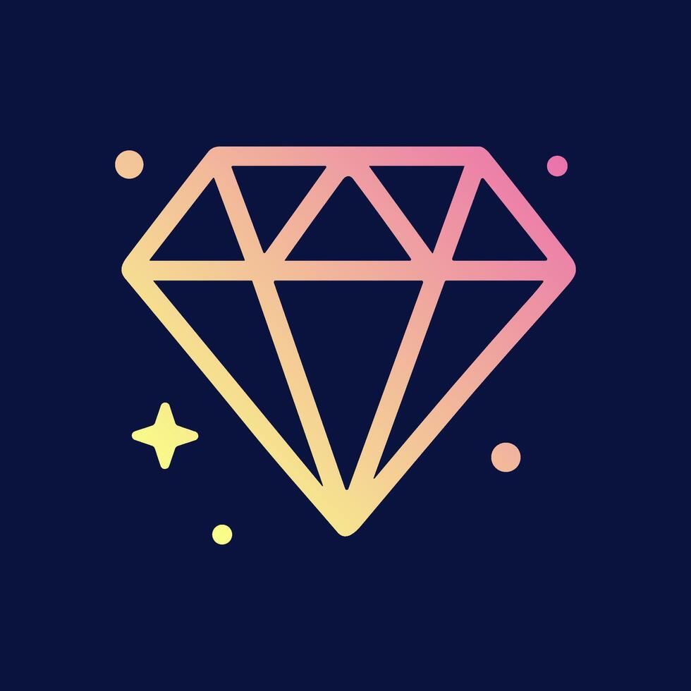 Gradient diamond sparkles on navy. Icon symbol illustration vector