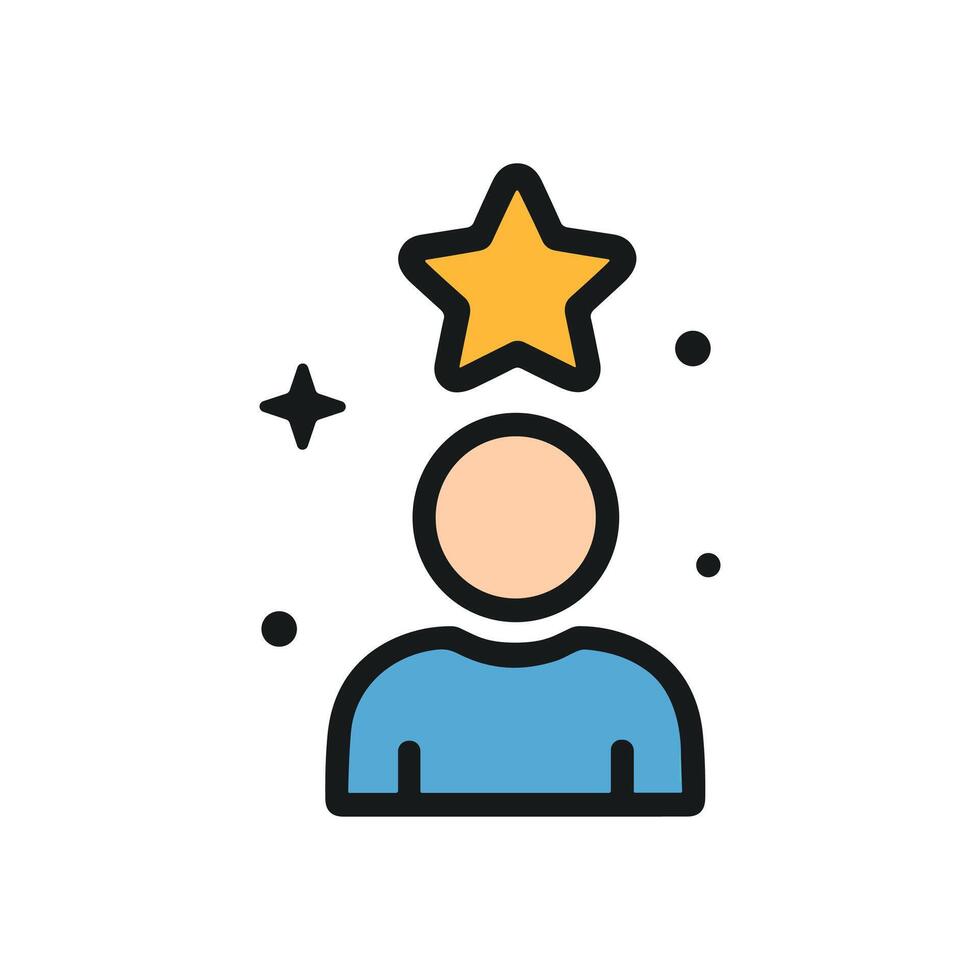 Starachieving person with talent and skills. Icon symbol illustration vector