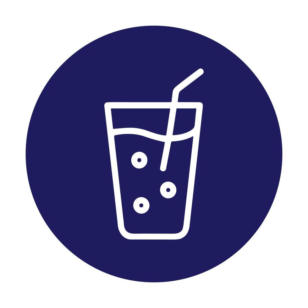 Sparkling beverage icon against cobalt background. Icon symbol illustration vector