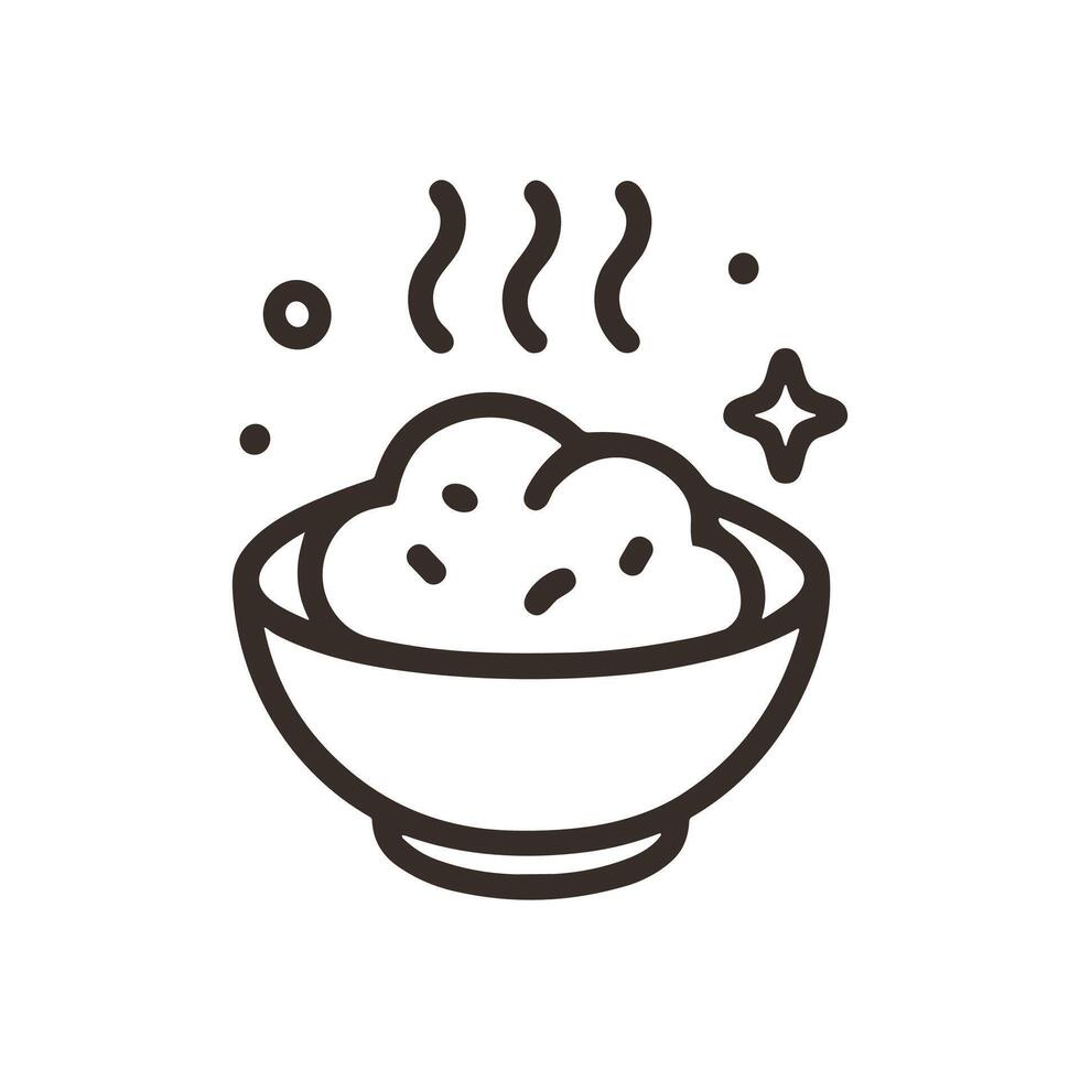 Steaming bowl of deliciousness awaits. Icon symbol illustration vector