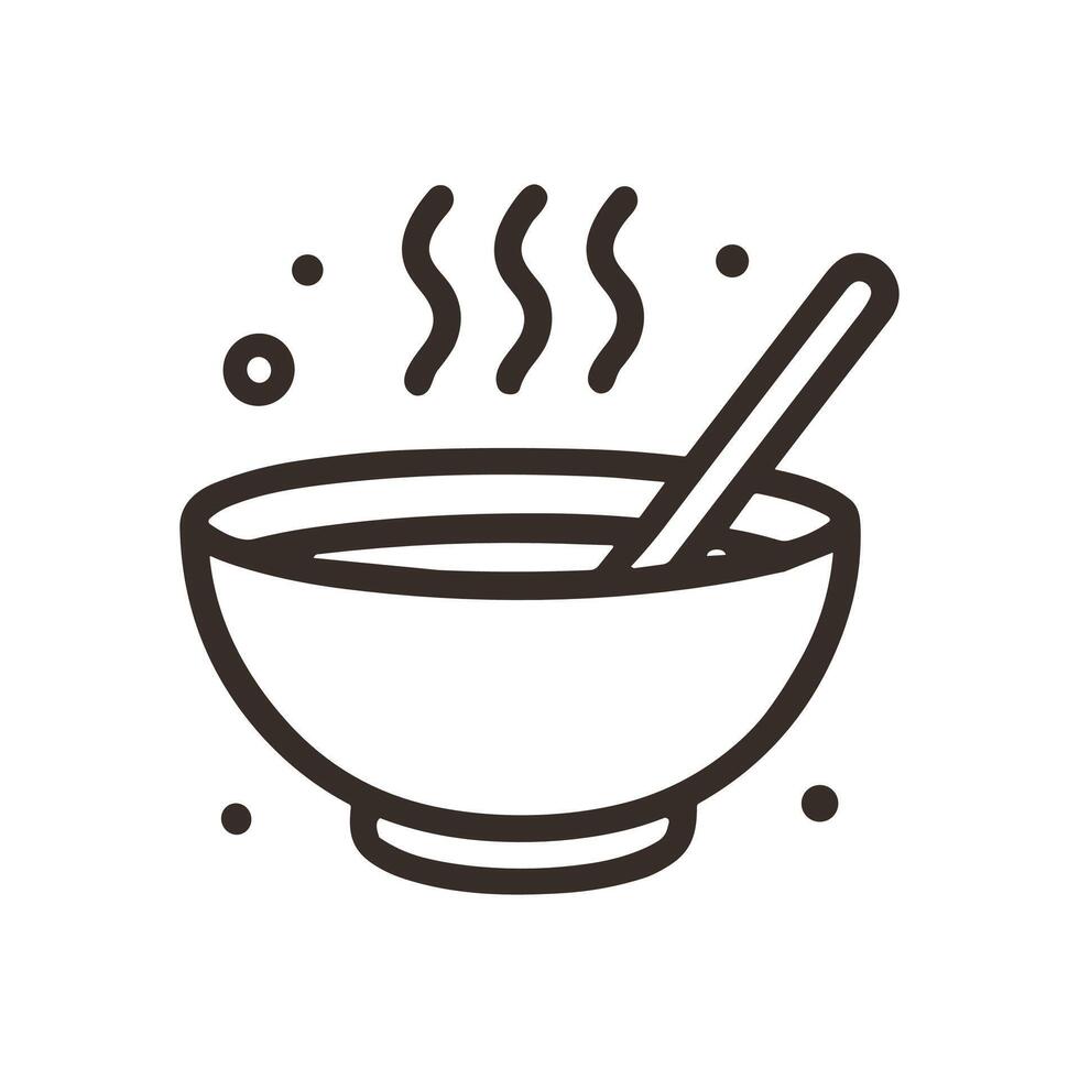 Bowlful of hot soup with steam. Icon symbol illustration vector