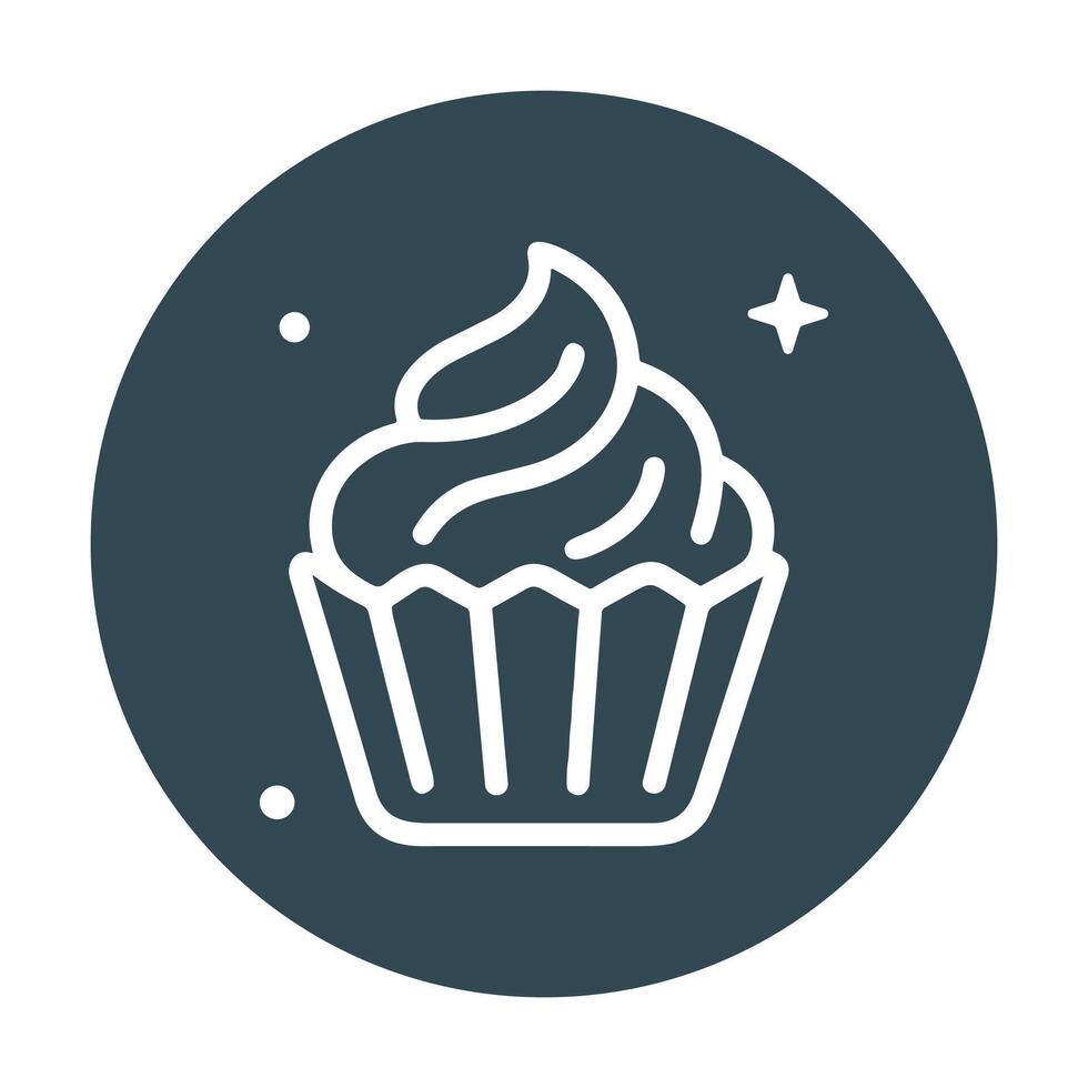 Frosted cupcake in a circle. Icon symbol illustration vector