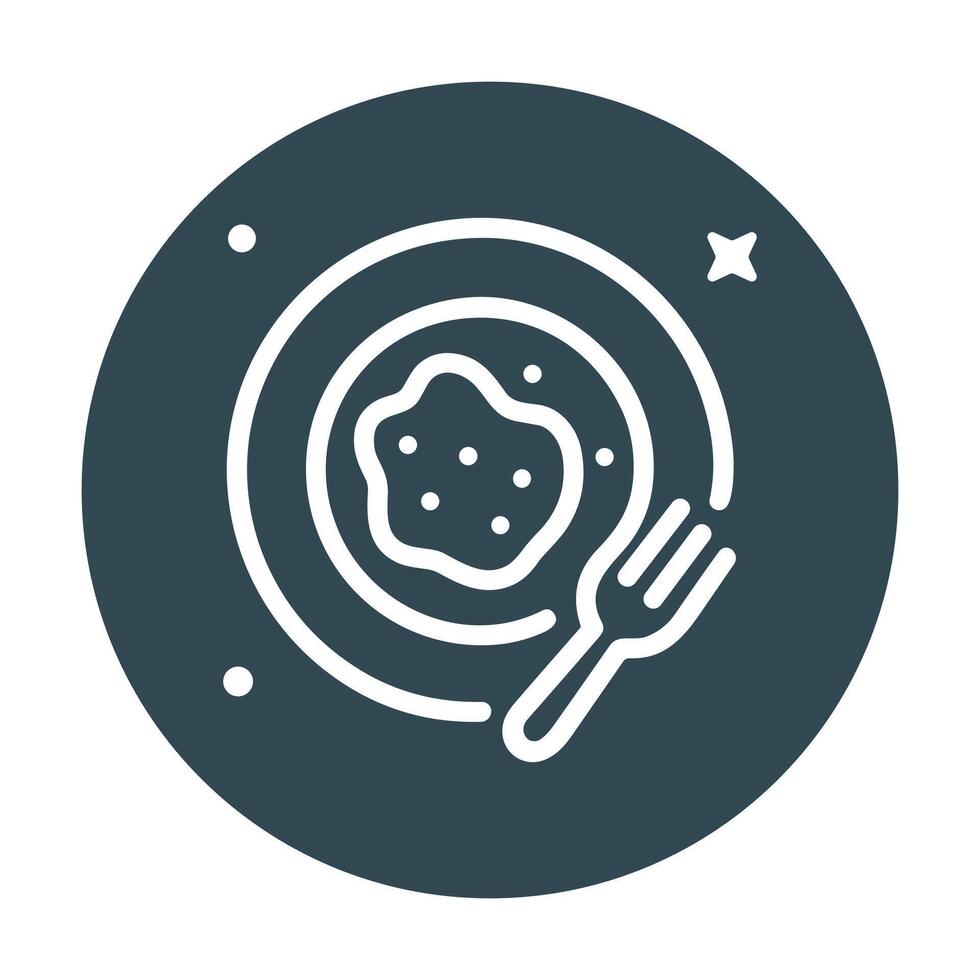 Mealtime depiction Fried egg and fork. Icon symbol illustration vector