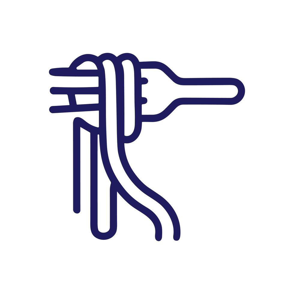 Spaghetti on fork minimal illustration. Icon symbol illustration vector