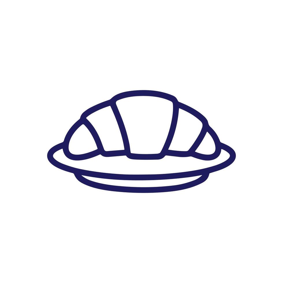Delectable croissant on a simple plate. Icon symbol illustration vector