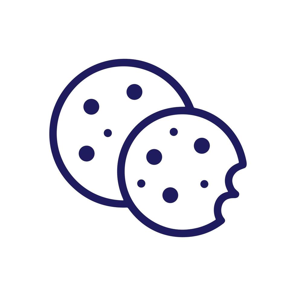 Delicious duo Cookies with bites. Icon symbol illustration vector