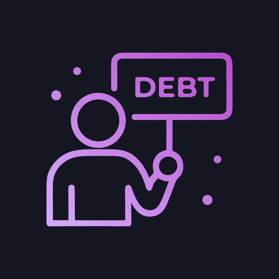 Person carries financial burden sign. Icon symbol illustration vector