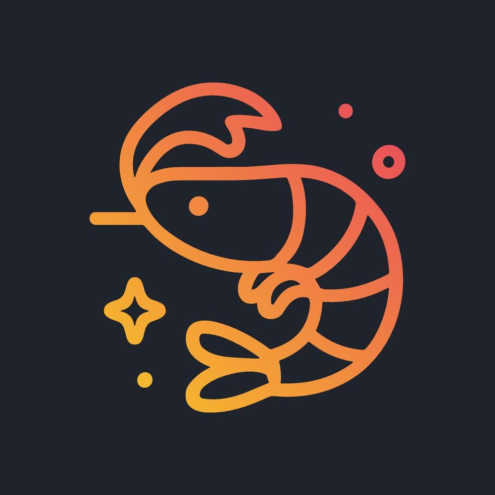 Gradient shrimp illustration with stars. Icon symbol illustration vector