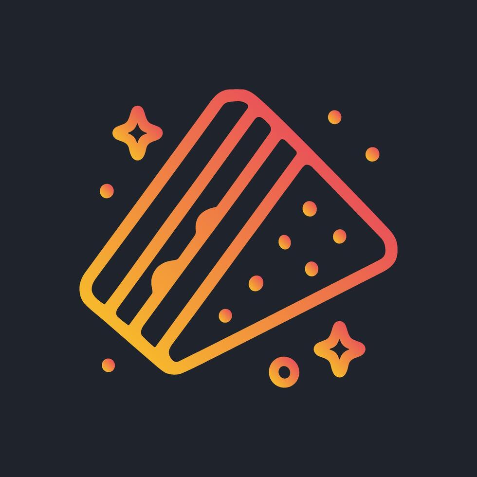 Sparkling sliced sandwich with rounded dots. Icon symbol illustration vector