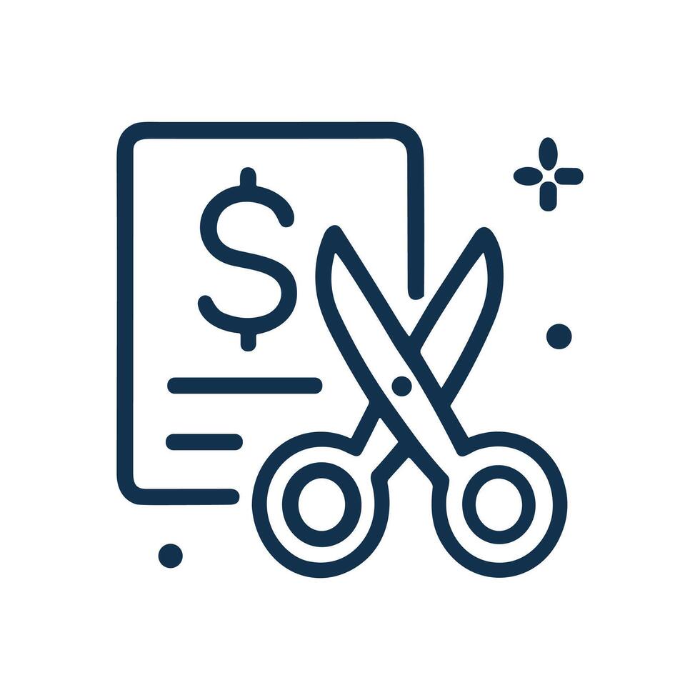 Scissors cutting price on statement. Icon symbol illustration vector