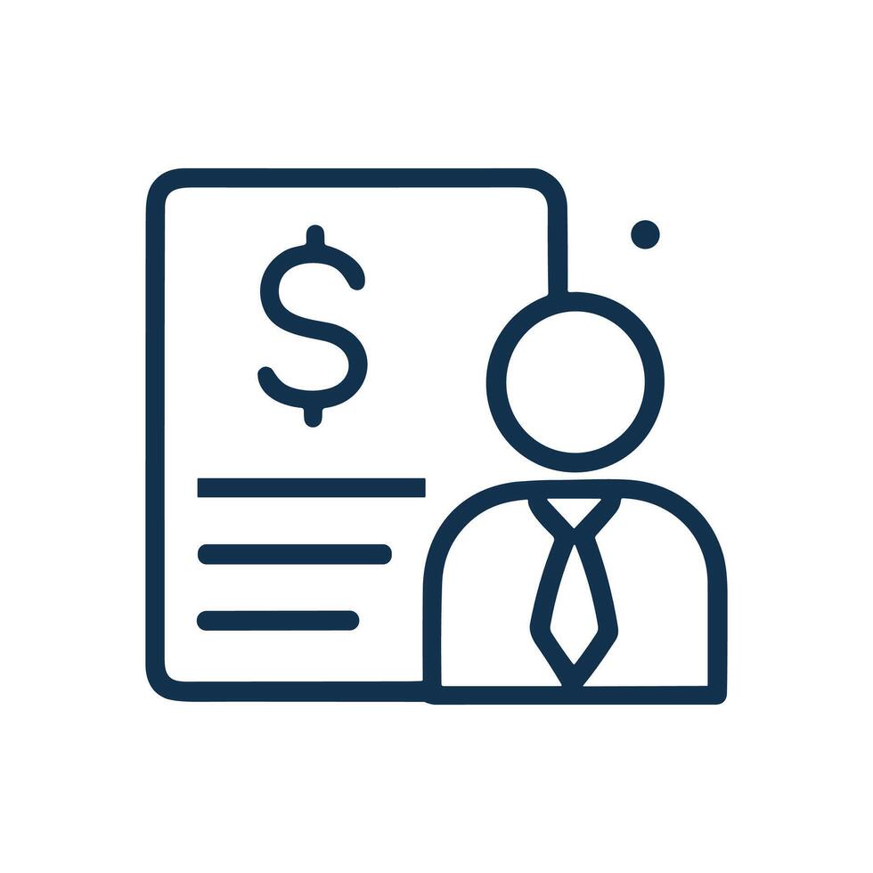Financial Advisor Icon with Document Person. Icon symbol illustration vector