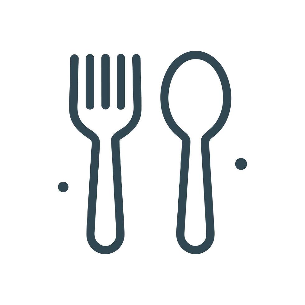 Sleek cutlery duo fork and spoon. Icon symbol illustration vector