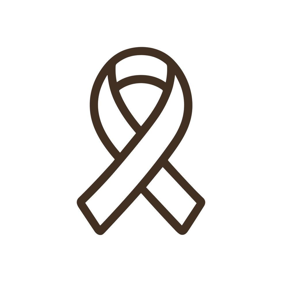 Brown Awareness Ribbon Symbolizing Support. Icon symbol illustration vector