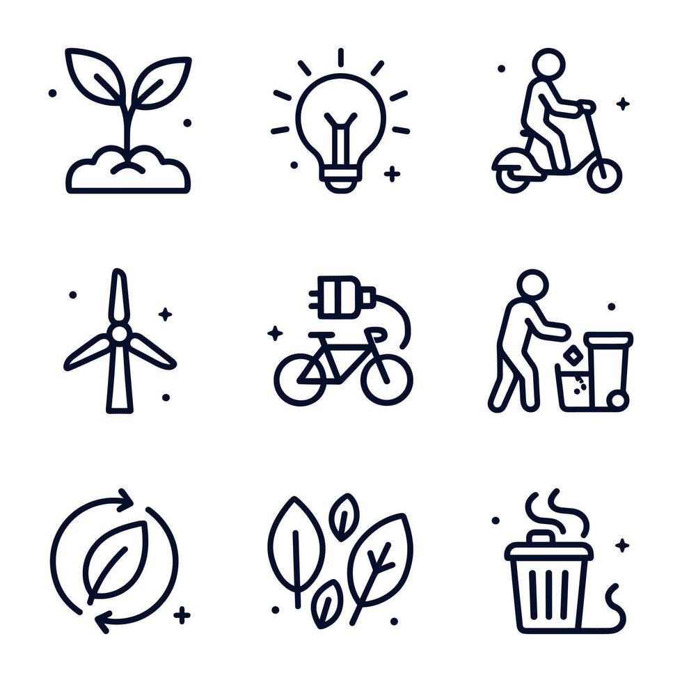 Ecological actions in line icons. Icon symbol illustration vector