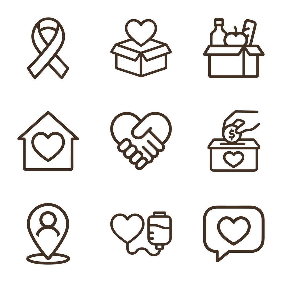 Empathy icons symbolize support initiatives. Icon symbol illustration vector