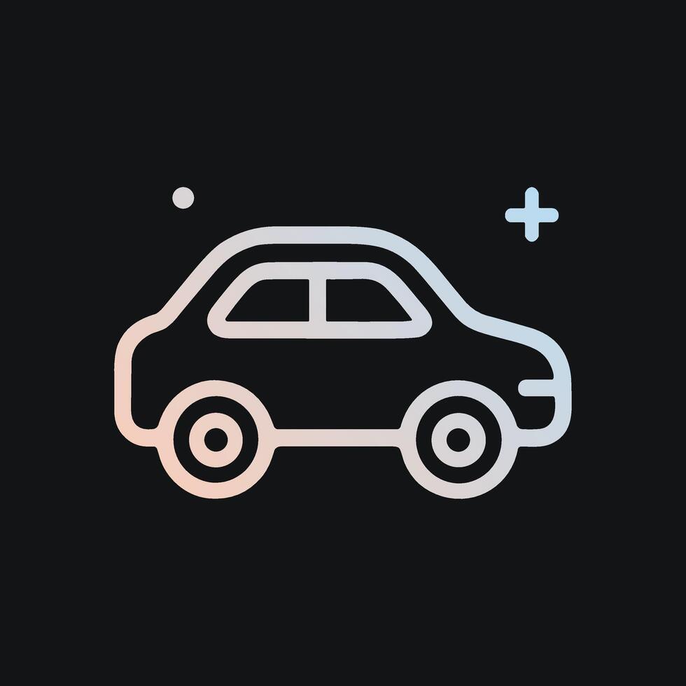 Gradient car icon on black. Icon symbol illustration vector