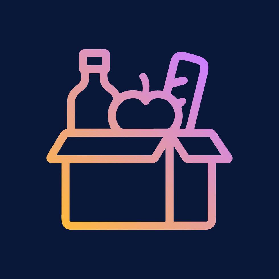 Gradient food hamper illustration on navy. Icon symbol illustration vector