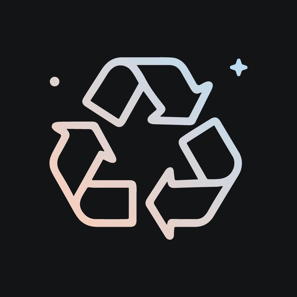 Gradient recycle symbol amidst starlight. Icon symbol illustration vector