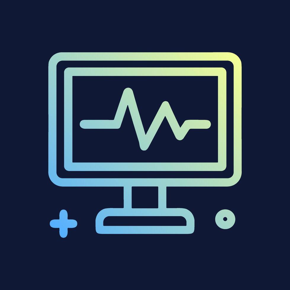 Monitor with Heart Rhythm Graphic. Icon symbol illustration vector