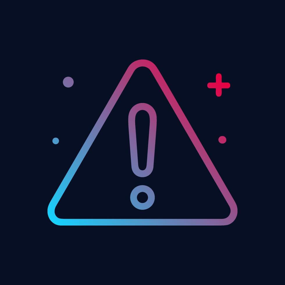 Neon Exclamation Futuristic Warning Sign. Icon symbol illustration vector