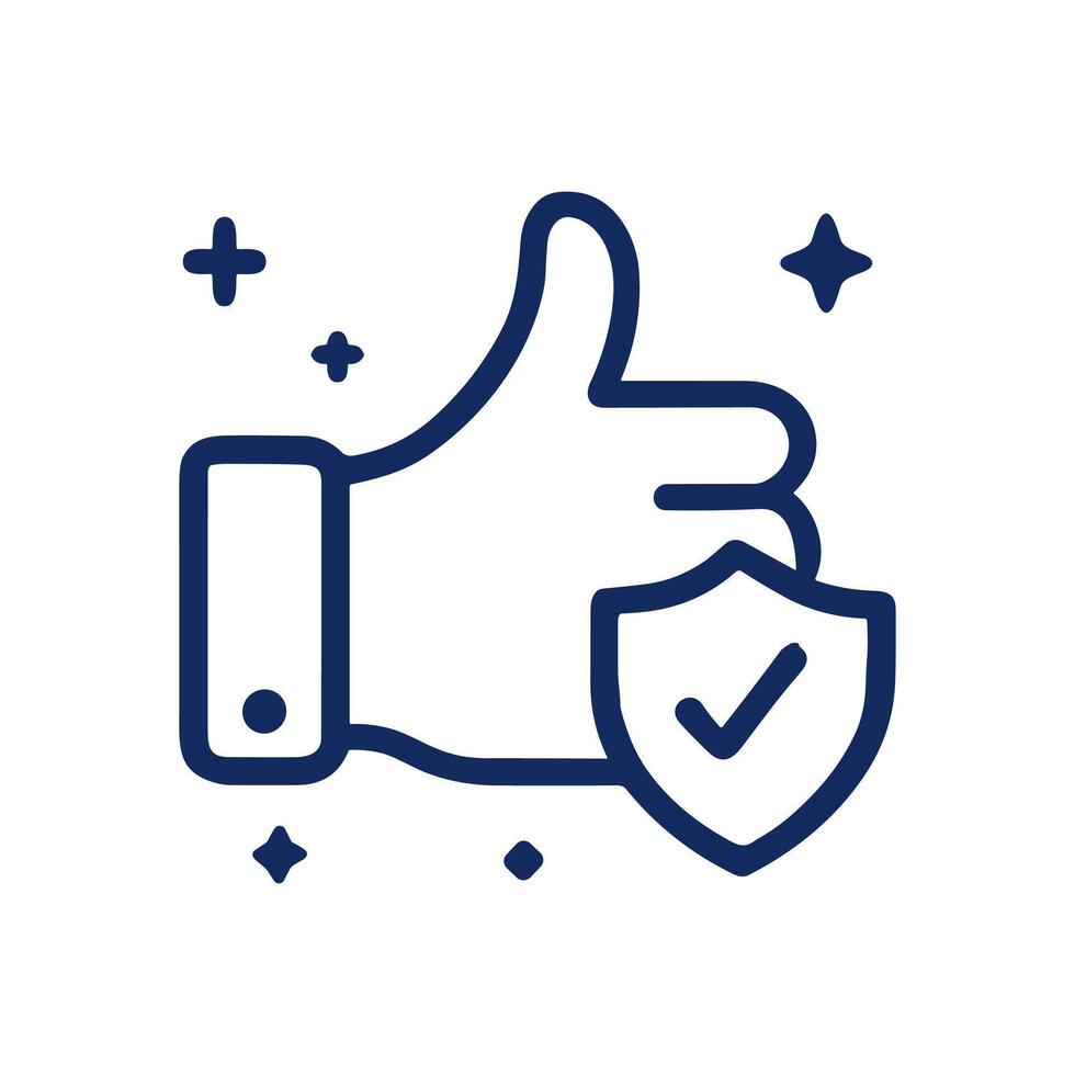 Secure agreement gesture with validation. Icon symbol illustration vector