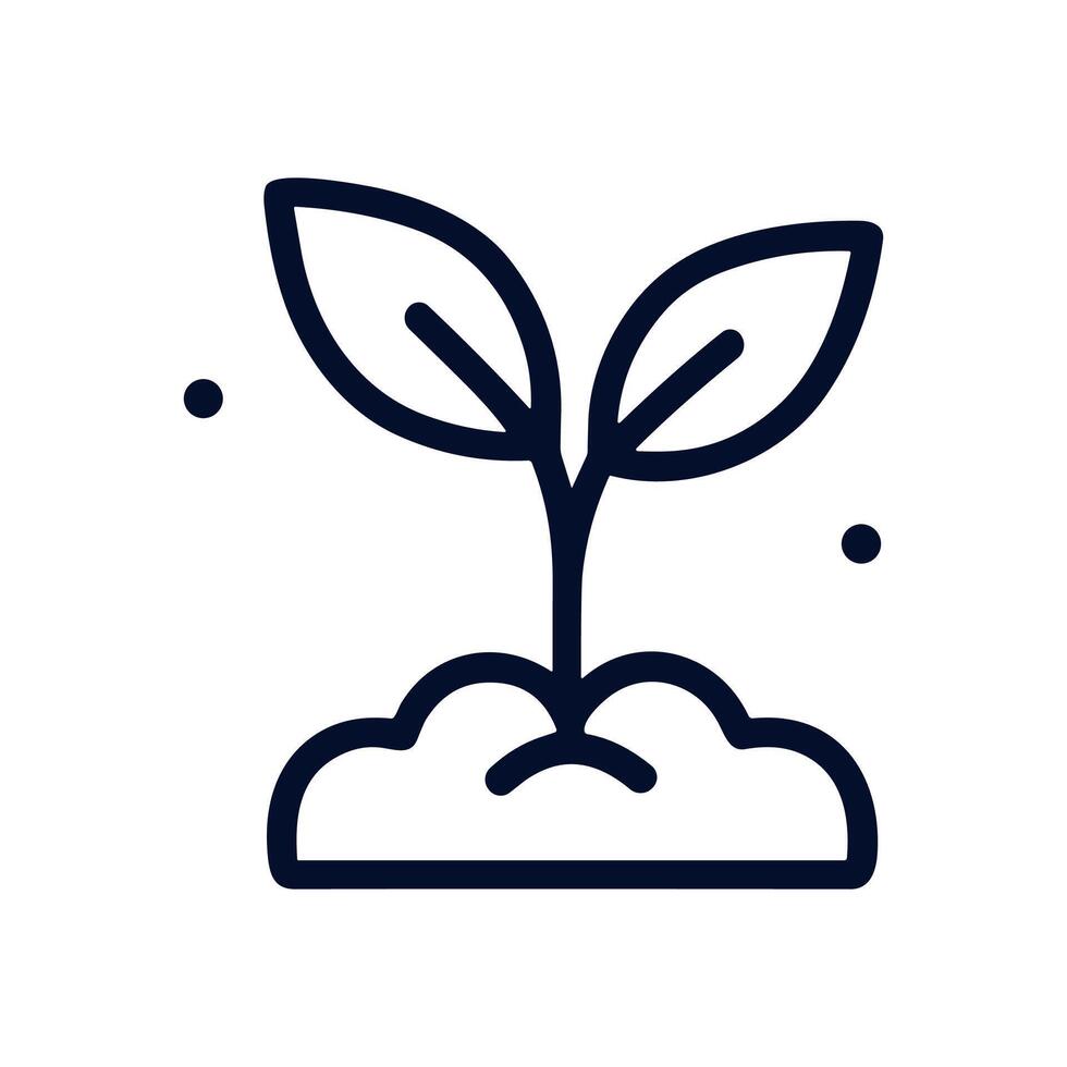 Sprout emerges from fertile ground. Icon symbol illustration vector