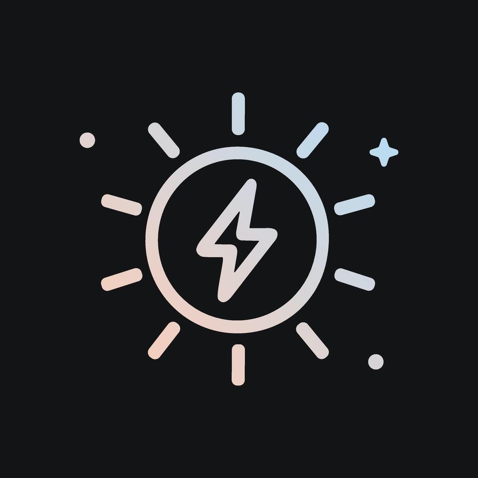 Solar Power Sparkles in the Dark. Icon symbol illustration vector