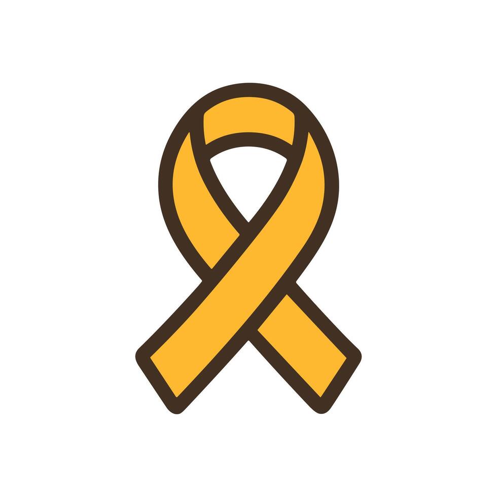 Striking gold ribbon symbolizes support. Icon symbol illustration vector